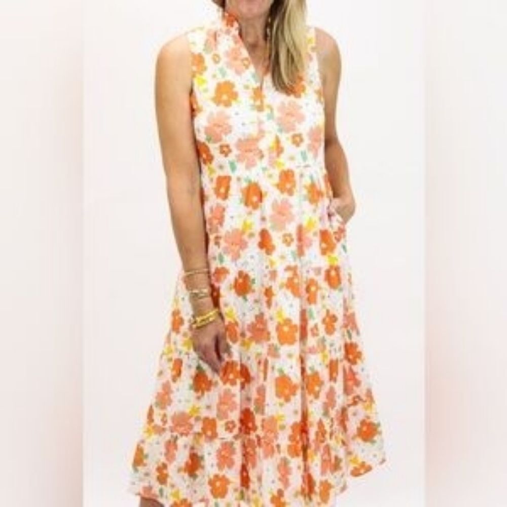 Karlie Floral Sleeveless Cotton Maxi Dress Size Small